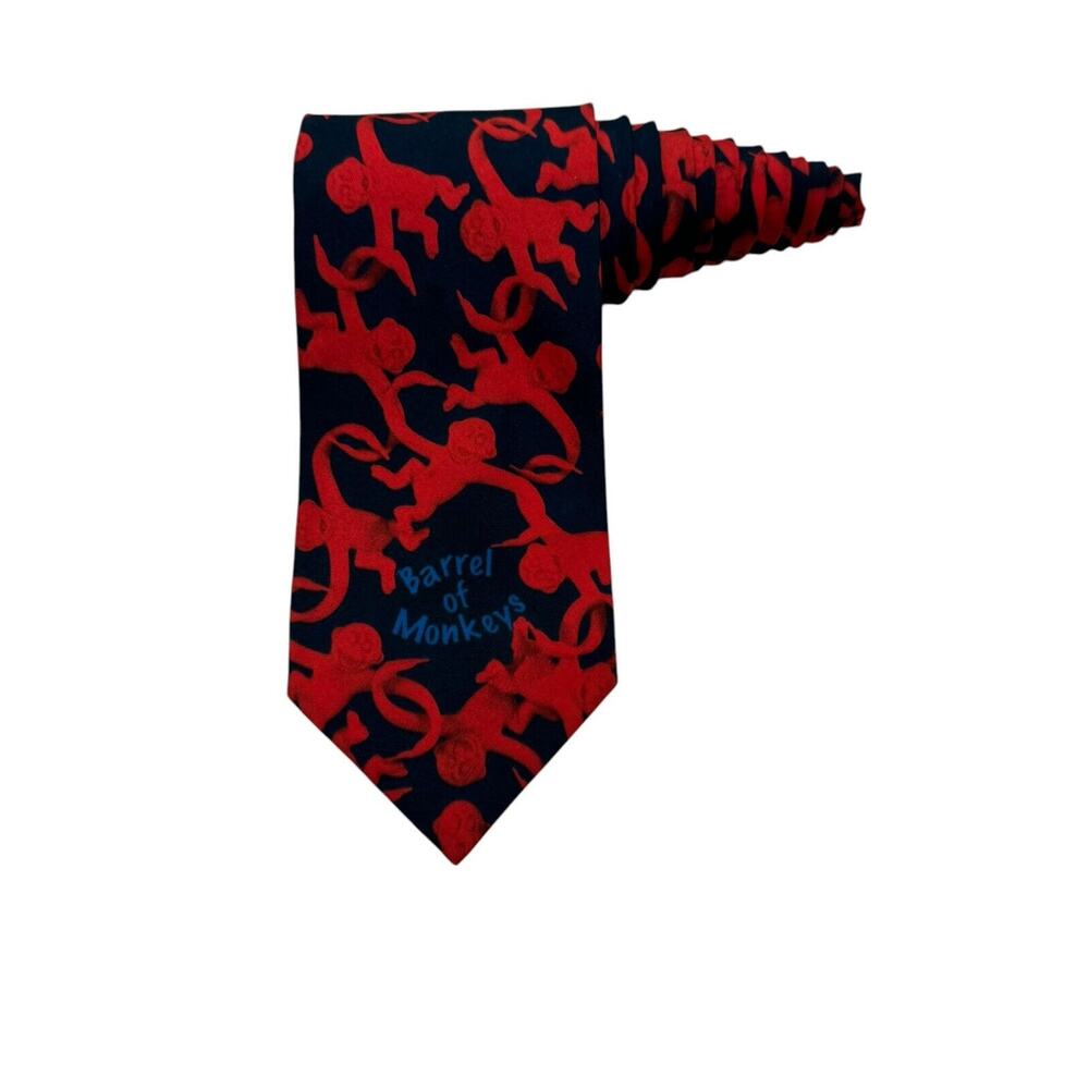 Ralph Marlin Hasbro Barrel Of Monkeys 1996 Vintage Novelty Necktie Polyester